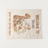 Eerste Verjaardag Herfst Beer Welkomstbord Tapestr Wandkleed (Voorkant (horizontaal))