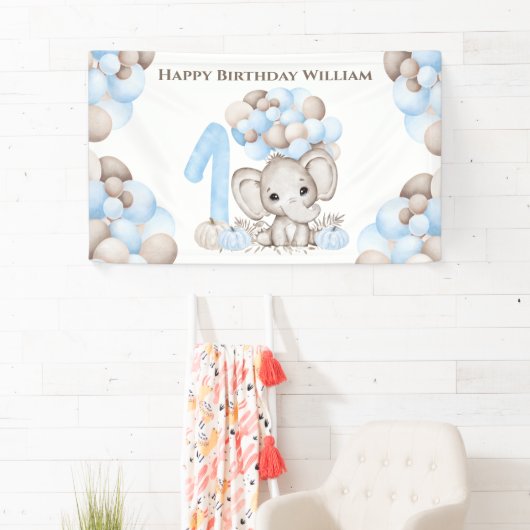 Eerste verjaardag Herfst Elephant Boy Banner (Insitu)