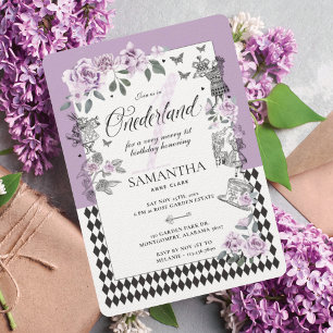 Eerste verjaardag in Onederland Chic Floral Fairyt Kaart