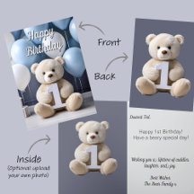 Eerste verjaardag jongen Schattige teddybeer & bal
