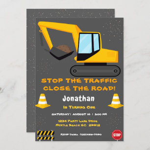 Eerste Verjaardag Jongens Bouwfeest Kaart