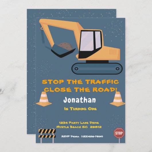 Eerste Verjaardag Jongens Bouwfeest Kaart (Voorkant / Achterkant)