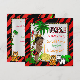 Eerste verjaardag Jungle Safari Wilde Prins Etnisc Kaart