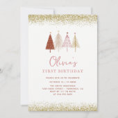 Eerste verjaardag kerstboomwinter kaart (Voorkant)