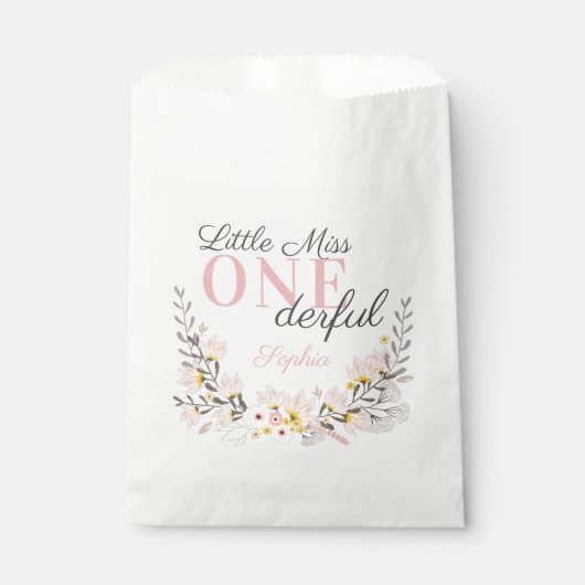 Eerste Verjaardag kleine miss one-derful floral Bedankzakje (Voorkant)