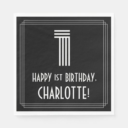 Eerste verjaardag: Kunst Deco Geïnspireerde kijk " Servet (Voorkant)