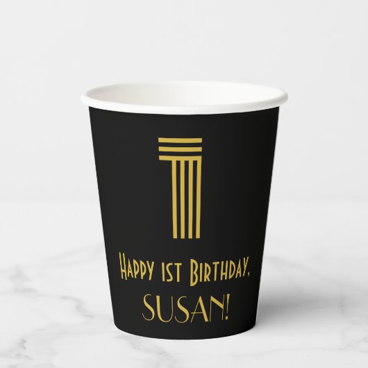 Eerste verjaardag: Kunst Deco Geïnspireerde look " Papieren Bekers (Achterkant)