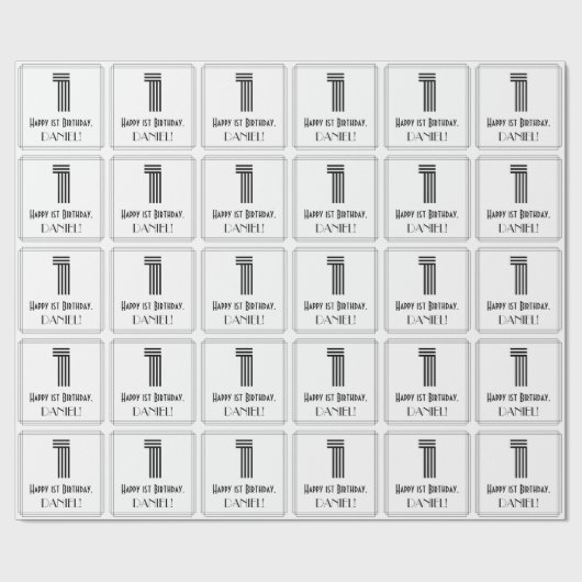 Eerste verjaardag: Kunst Deco Geïnspireerde stijl Cadeaupapier (Vlak)