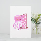 Eerste verjaardag kwallen briefpapier (Staand voorkant)