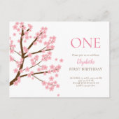 Eerste verjaardag Lente Kersenbloesems Bloemig Cut Briefkaart (Voorkant)