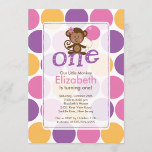 Eerste verjaardag Little Monkey Birthday Uitnodigi Kaart