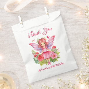 Eerste verjaardag meisje fee roze waterverf cute bedankzakje