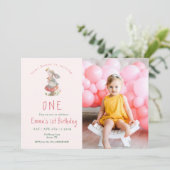 Eerste verjaardag meisje Some Bunny Rabbit foto Kaart (Staand voorkant)