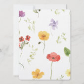 Eerste verjaardag meisje | Wildflower uitnodiginge Kaart (Achterkant)