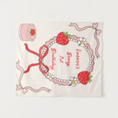 Eerste verjaardag met aardbeien voor meisjes wandkleed (Voorkant (horizontaal))