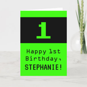 Eerste verjaardag: Nerdy / Geeky Style "1" en Naam Kaart