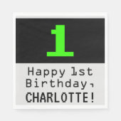 Eerste verjaardag - Nerdy / Geeky Style "1" & Naam Servet (Voorkant)