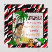 Eerste verjaardag Oerwoud Safari Wild Princess Eth Kaart (Voorkant / Achterkant)