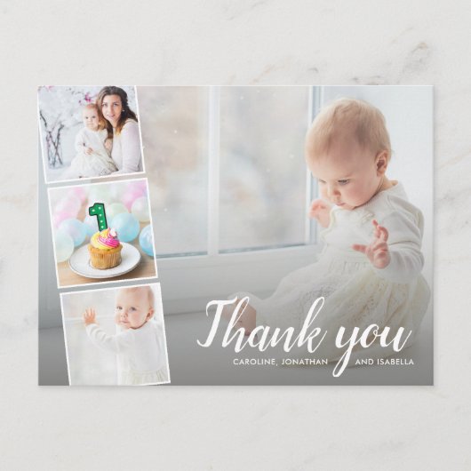 Eerste verjaardag, of om het even welk Jaar, Dank  Briefkaart (Voorkant)