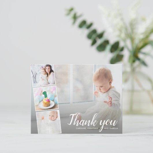 Eerste verjaardag, of om het even welk Jaar, Dank  Briefkaart (Staand voorkant)