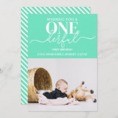 Eerste verjaardag Onderful typografie kaart (Voorkant / Achterkant)