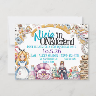 Eerste verjaardag ONEderland Wonderland Thema Uitn Briefkaart
