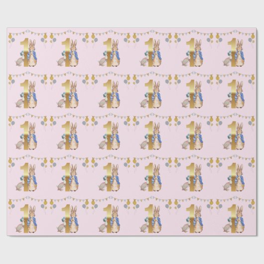 Eerste verjaardag Peter de Konijn Jemima Puddle Du Cadeaupapier (Vlak)