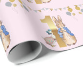 Eerste verjaardag Peter de Konijn Jemima Puddle Du Cadeaupapier (Rol Hoek)