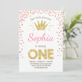 Eerste verjaardag Princess Gold Pink Kaart (Staand voorkant)