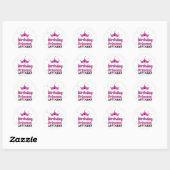 Eerste verjaardag prinses met roze kroon ronde sticker (Vel)
