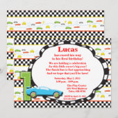 Eerste verjaardag raceauto uitnodiging (Voorkant / Achterkant)