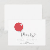 Eerste verjaardag Rode Ballon Bedankt (Voorkant / Achterkant)