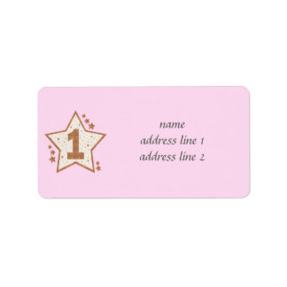 Eerste verjaardag Roze en Gold Star Etiket