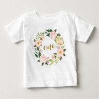 Eerste verjaardag Roze Floral T-shirt