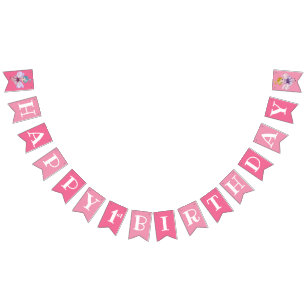 Eerste verjaardag Roze Happy Birthday Fairy Vlaggetjes