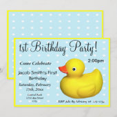 Eerste verjaardag Rubber Ducky Kaart (Voorkant / Achterkant)