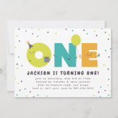 Eerste Verjaardag Schattige Kleurrijk Uitnodiging (Voorkant)