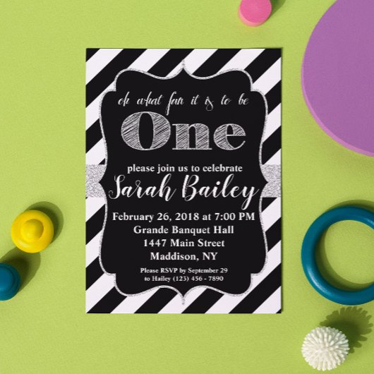 Eerste verjaardag Silver Glitter Birthday Invite Kaart