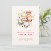 Eerste Verjaardag Sweet One met Macarons Kaart (Staand voorkant)