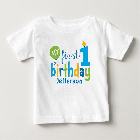 Eerste verjaardag T-shirt gepersonaliseerd (Voorkant)