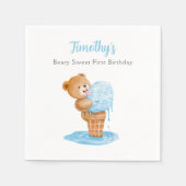 Eerste verjaardag Teddy Bear Ice Cream Servet (Voorkant)