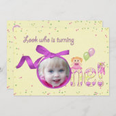 Eerste verjaardag Uitnodiging (Voorkant / Achterkant)