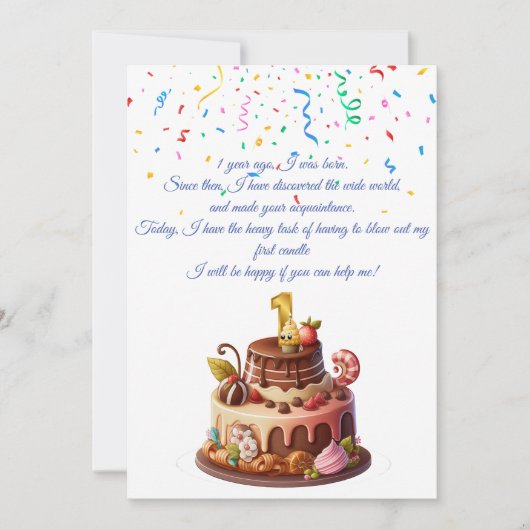 Eerste Verjaardag Uitnodiging Kaars (Voorkant)