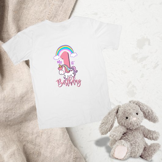Eerste Verjaardag Unicorn Thema Shirt