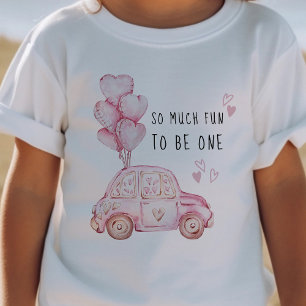 Eerste Verjaardag Valentijn Roze Ballonnen en Auto