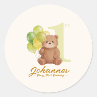 Eerste verjaardag van Beary Ronde Sticker