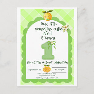 Eerste verjaardag van clementine lieve baby jongen briefkaart