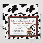 Eerste verjaardag van cowboy jongens kaart (Voorkant / Achterkant)