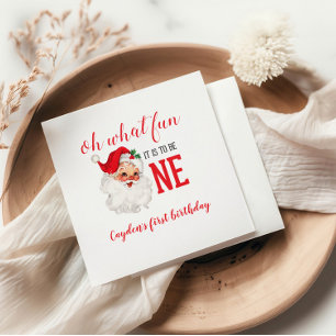 Eerste verjaardag van de Kerstman op de Vintage Servet