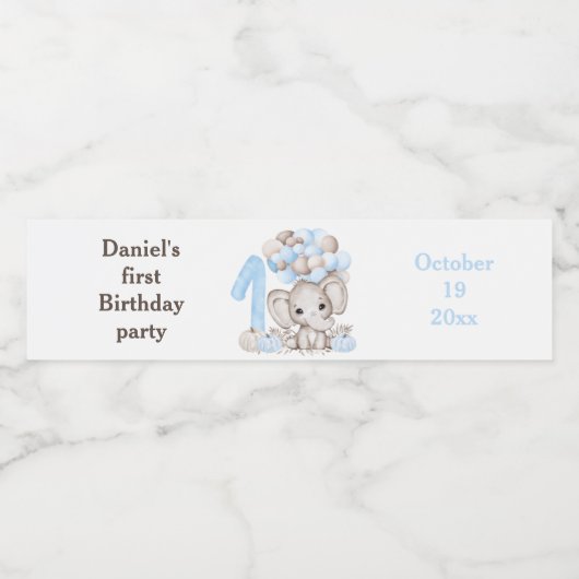 Eerste verjaardag van de verjaardag | Jongen | Eti Waterfles Etiket (Enkel label)